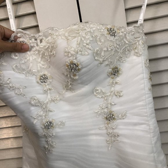 Strapless Ruched Mermaid Tulle Wedding Dress Custom Embroidery Beading WG3791 - Picture 4 of 12